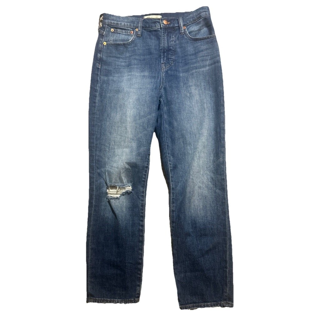 Madewell Perfect Vintage Crop Blue Jeans Women Sz 26 Distressed Classic Staple